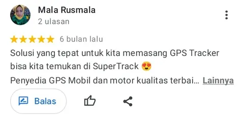 Ulasan Google Maps dari Mala Rusmala, bintang 5: Solusi yang tepat untuk kita memasang GPS Tracker bisa kita temukan di SuperTrack. Penyedia GPS mobil dan motor kualitas terbaik.