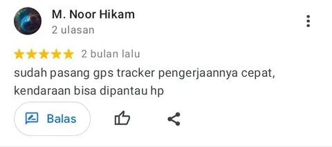 Ulasan Google Maps dari M. Noor Hikam, bintang 5: sudah pasang gps tracker pengerjaannya cepat, kendaraan bisa dipantau hp.